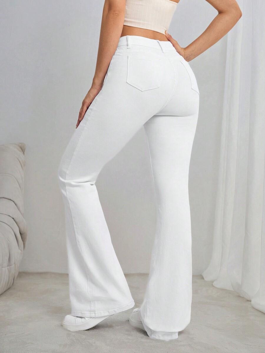 BIAŁE SPODNIE JEANS WYSOKI STAN