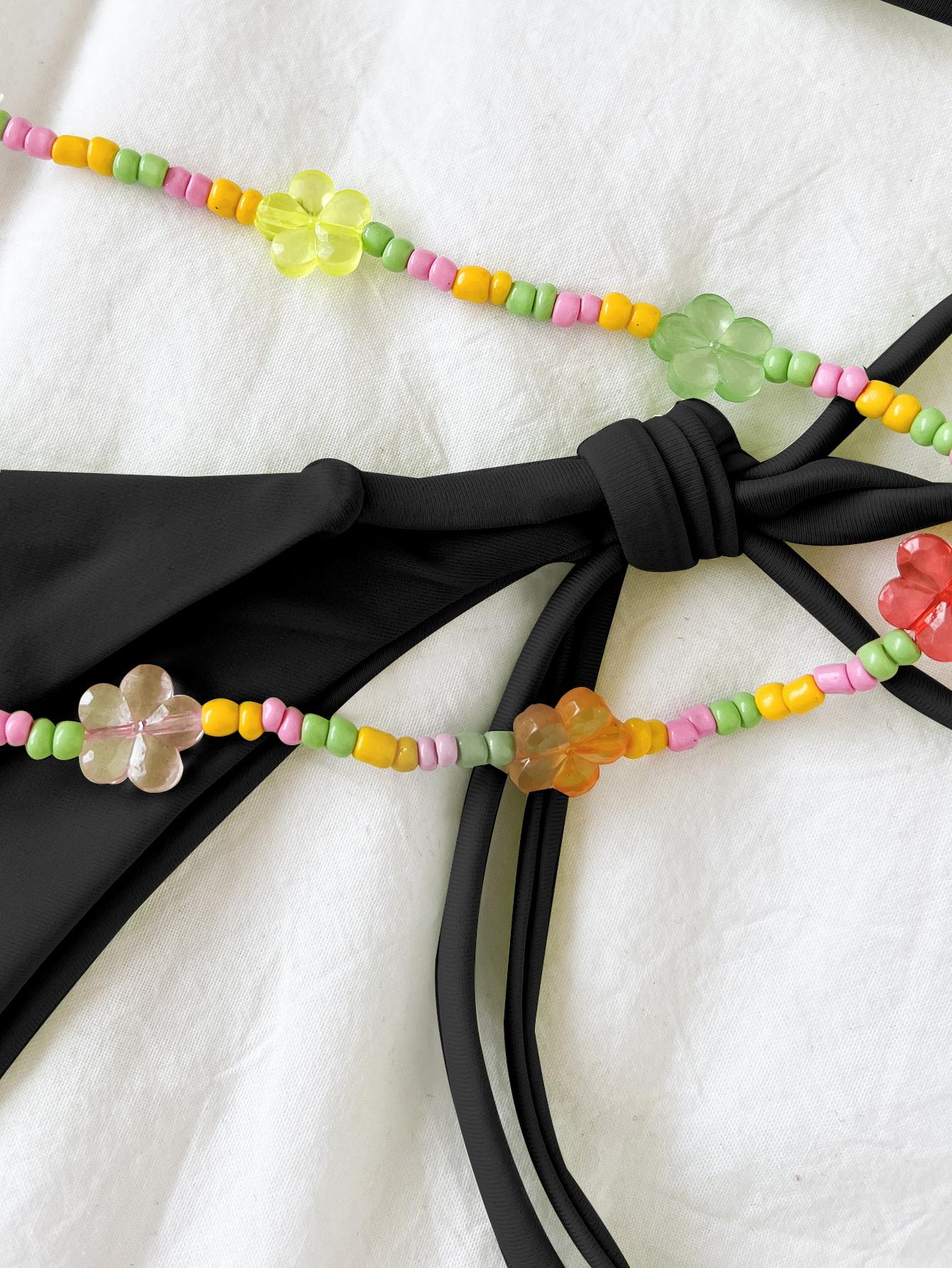 dwuczęściowy kostium bikini komplet koraliki