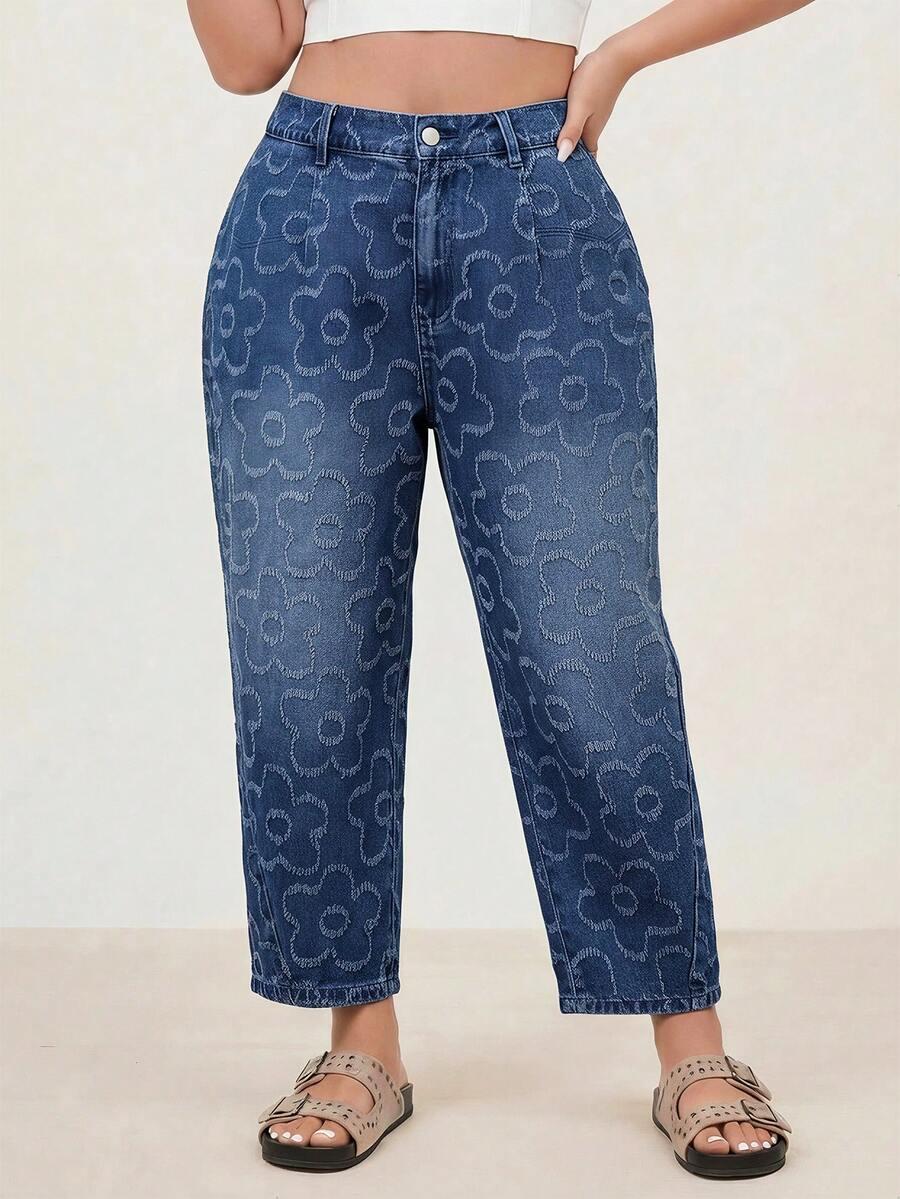 niebieskie jeansy kwiaty
