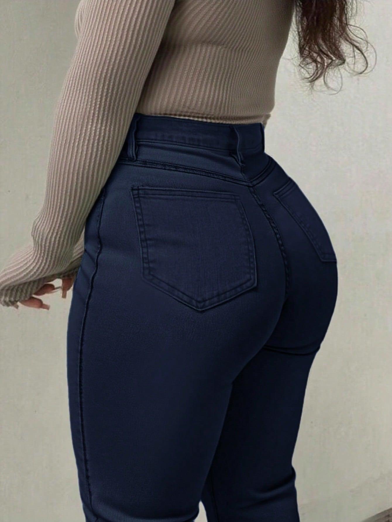 GRANATOWE SPODNIE JEANS