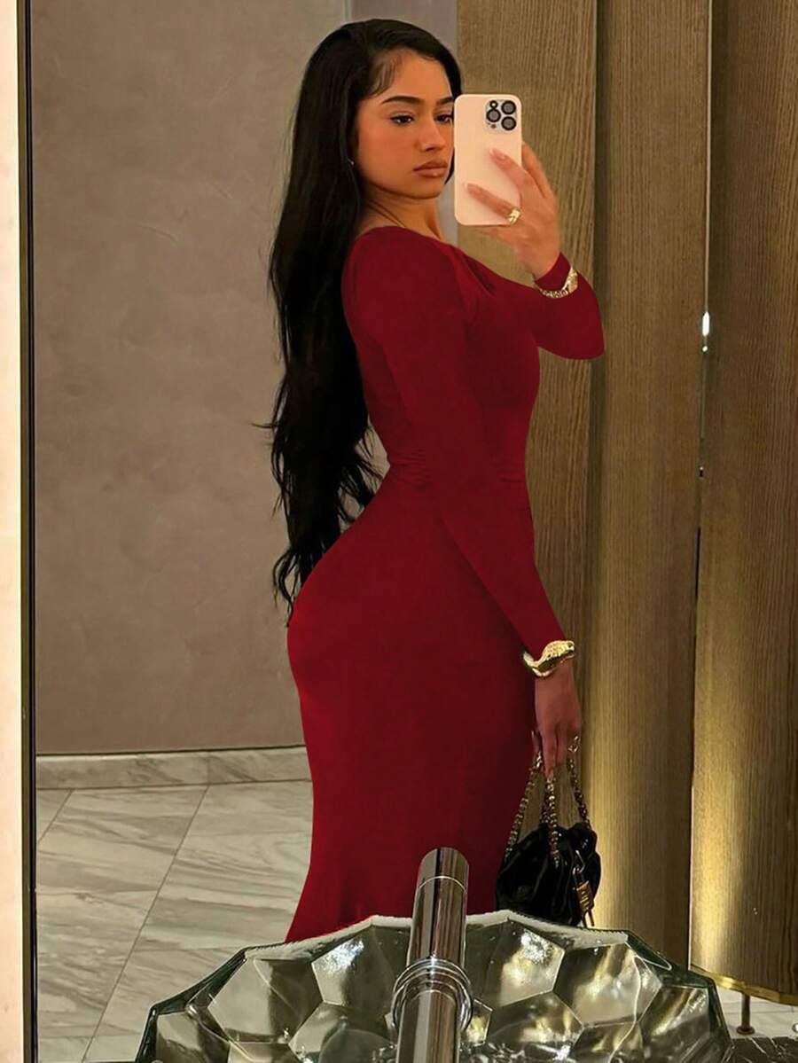 czerwona maxi sukienka