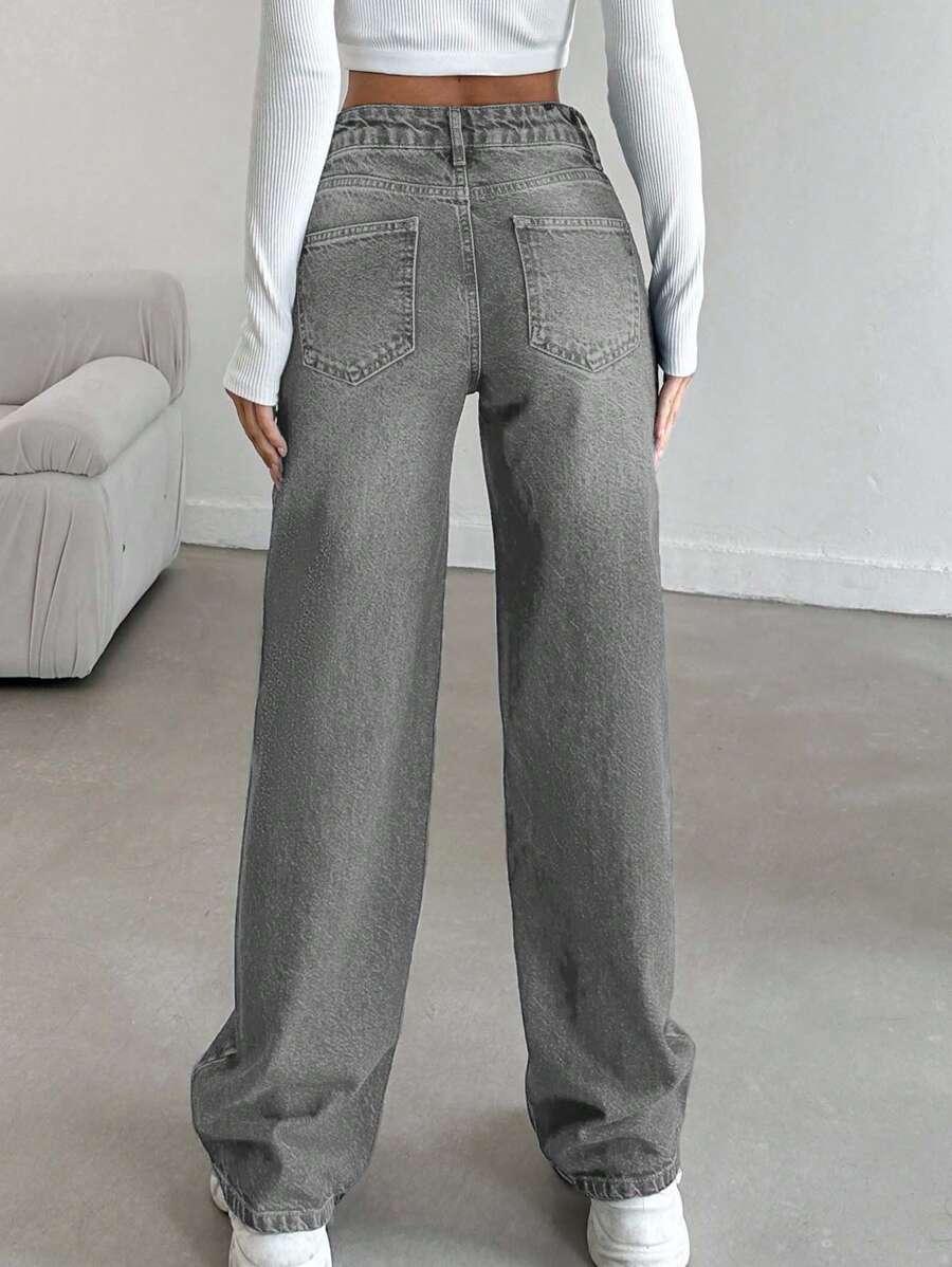 SZARE JEANSY ZAMEK 