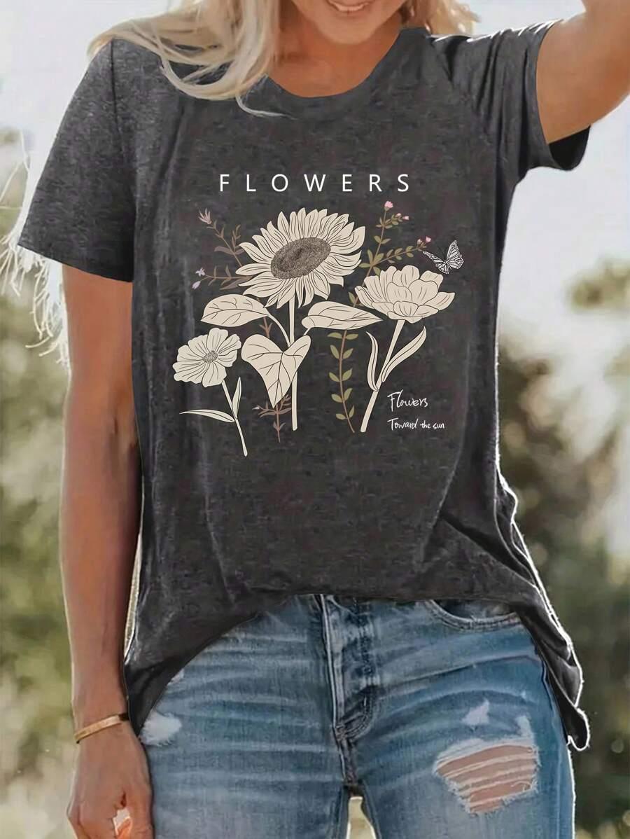 SZARY T-SHIRT PRINT