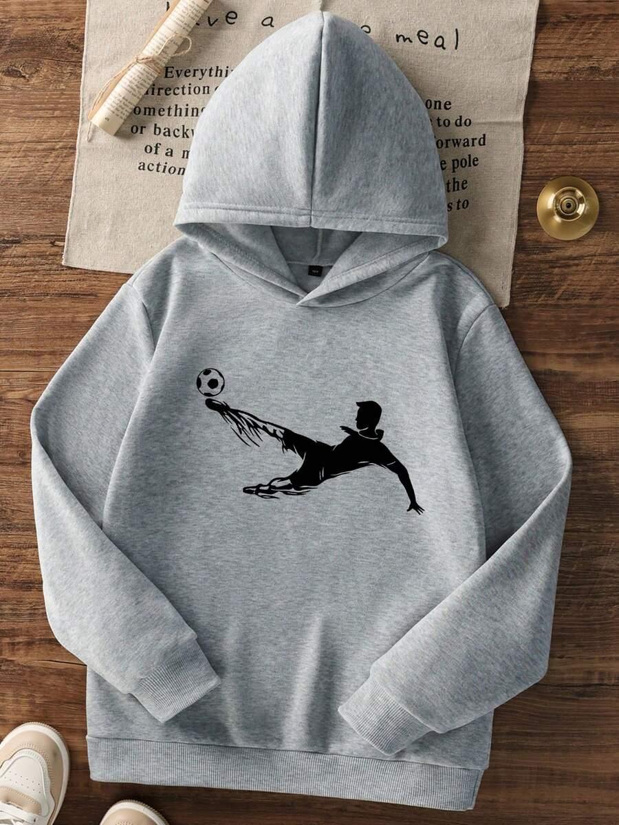 SZARA BLUZA Z KAPTUREM PRINT 