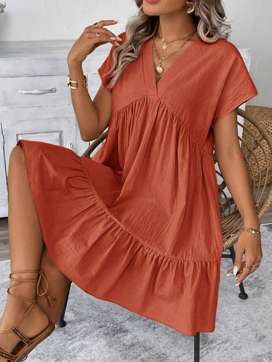 sukienka krótki rękaw v-neck