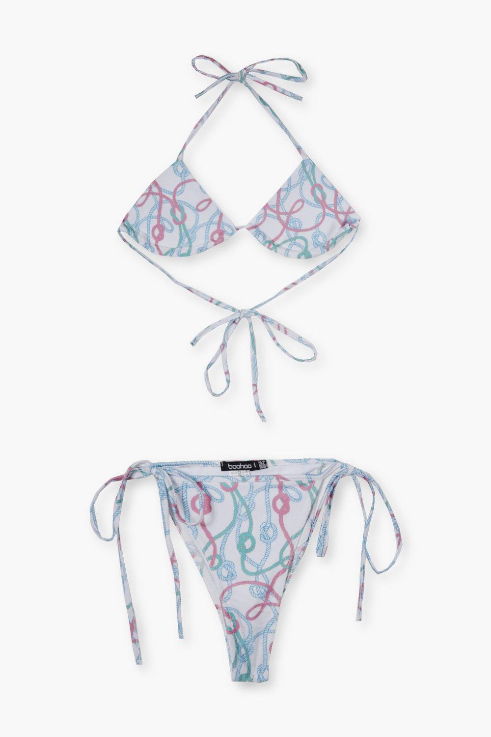 STRÓJ KĄPIELOWY BIKINI KOMPLET PRINT WIĄZANIE