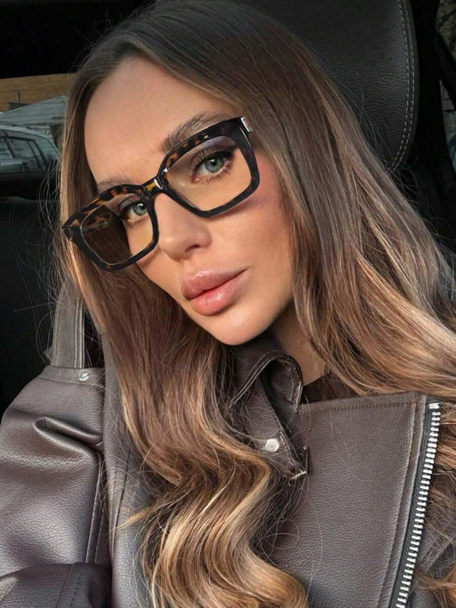okulary zerówki leopard print 