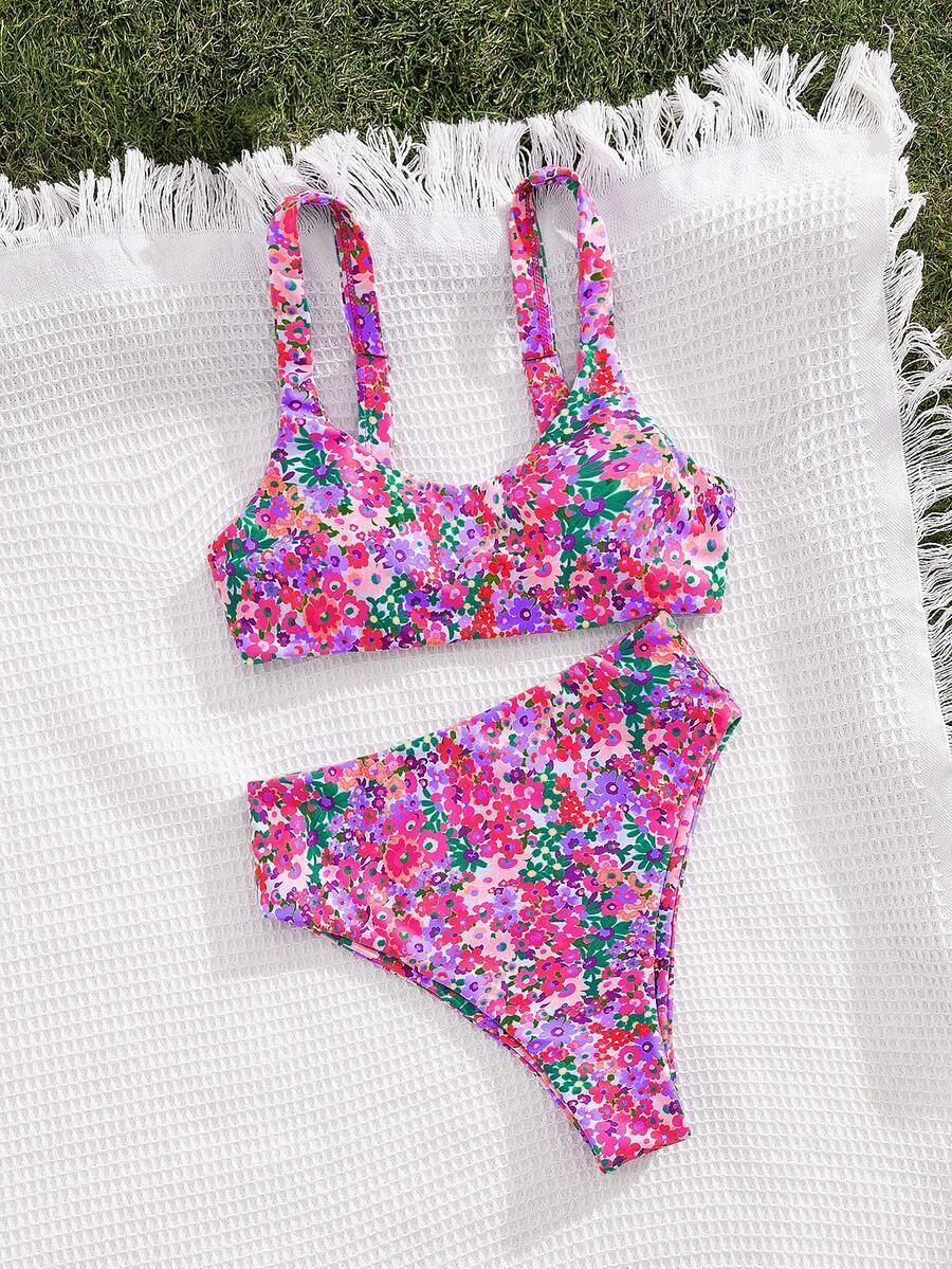 KOMPLET BIKINI WZÓR KWIATY