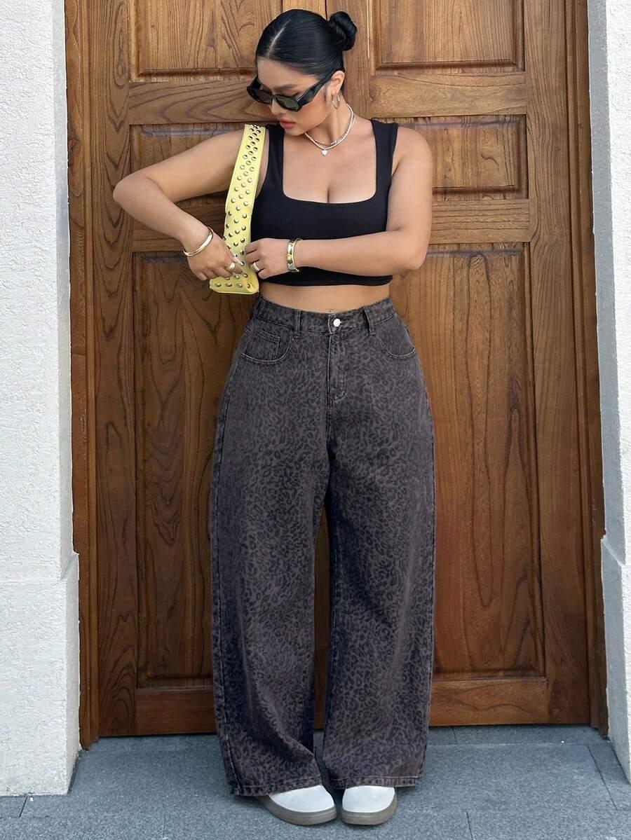 spodnie jeans print