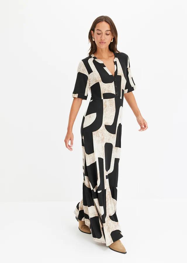 MAXI SUKIENKA V-NECK PRINT 