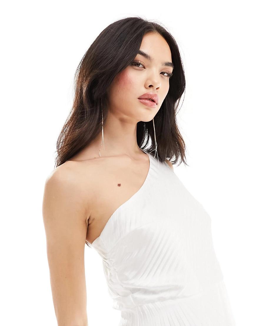 biała asymetryczna maxi sukienka plisy