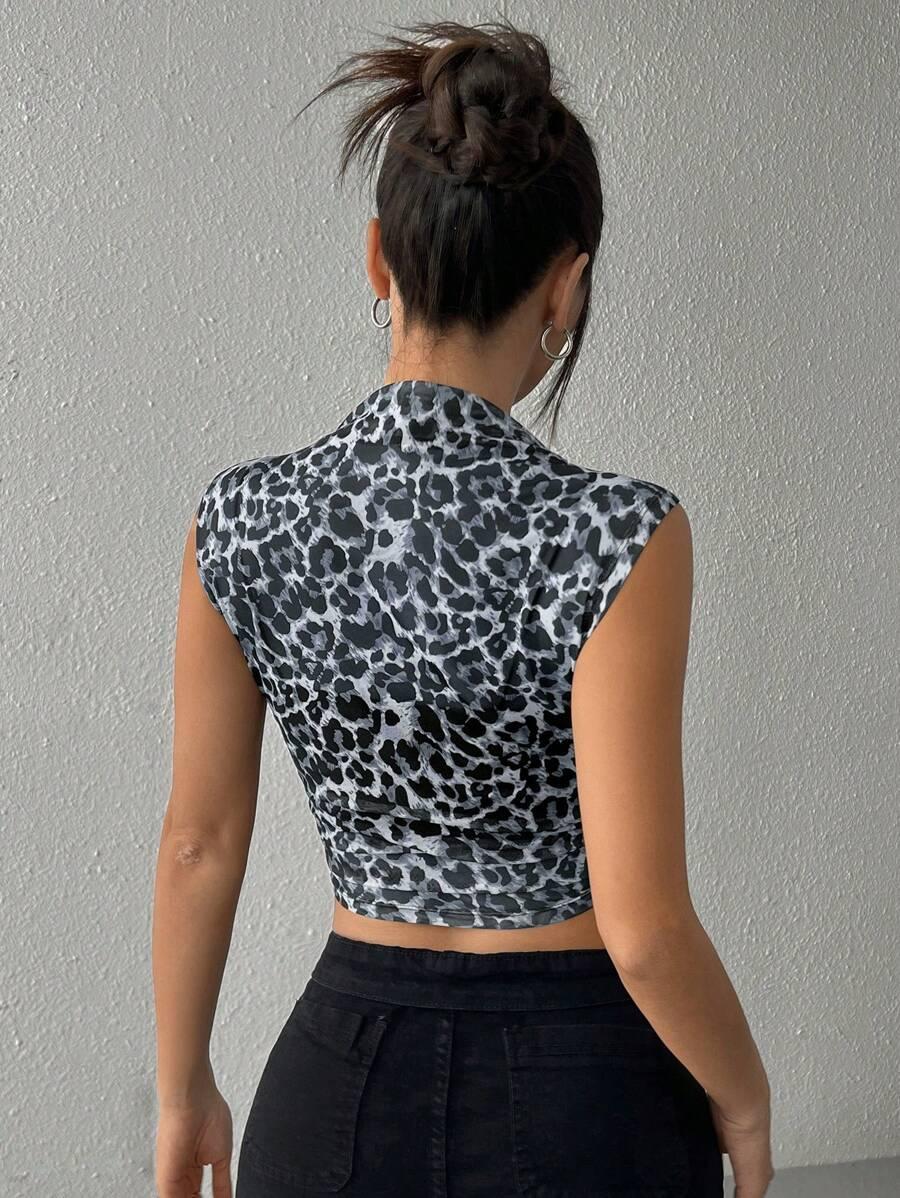 klasyczny top animal print siateczka 