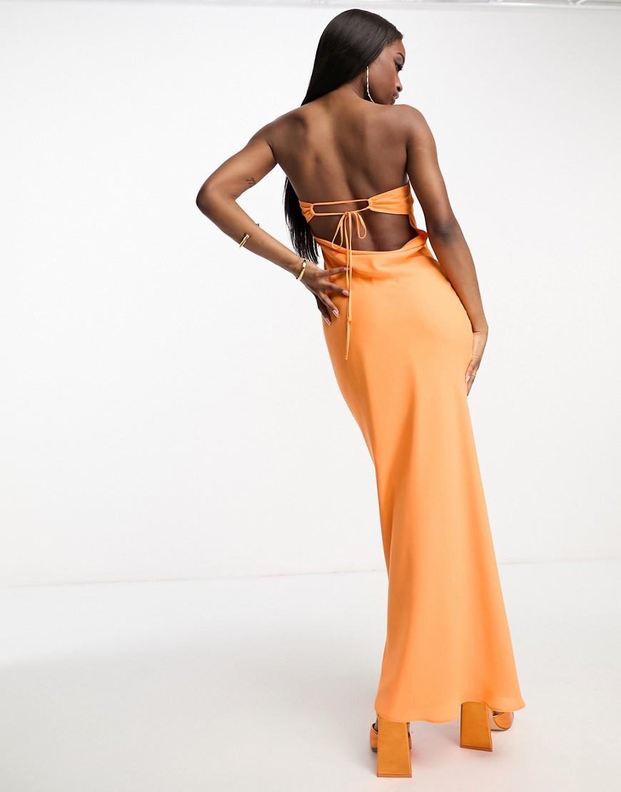 pomarańczowa maxi sukienka wiązanie