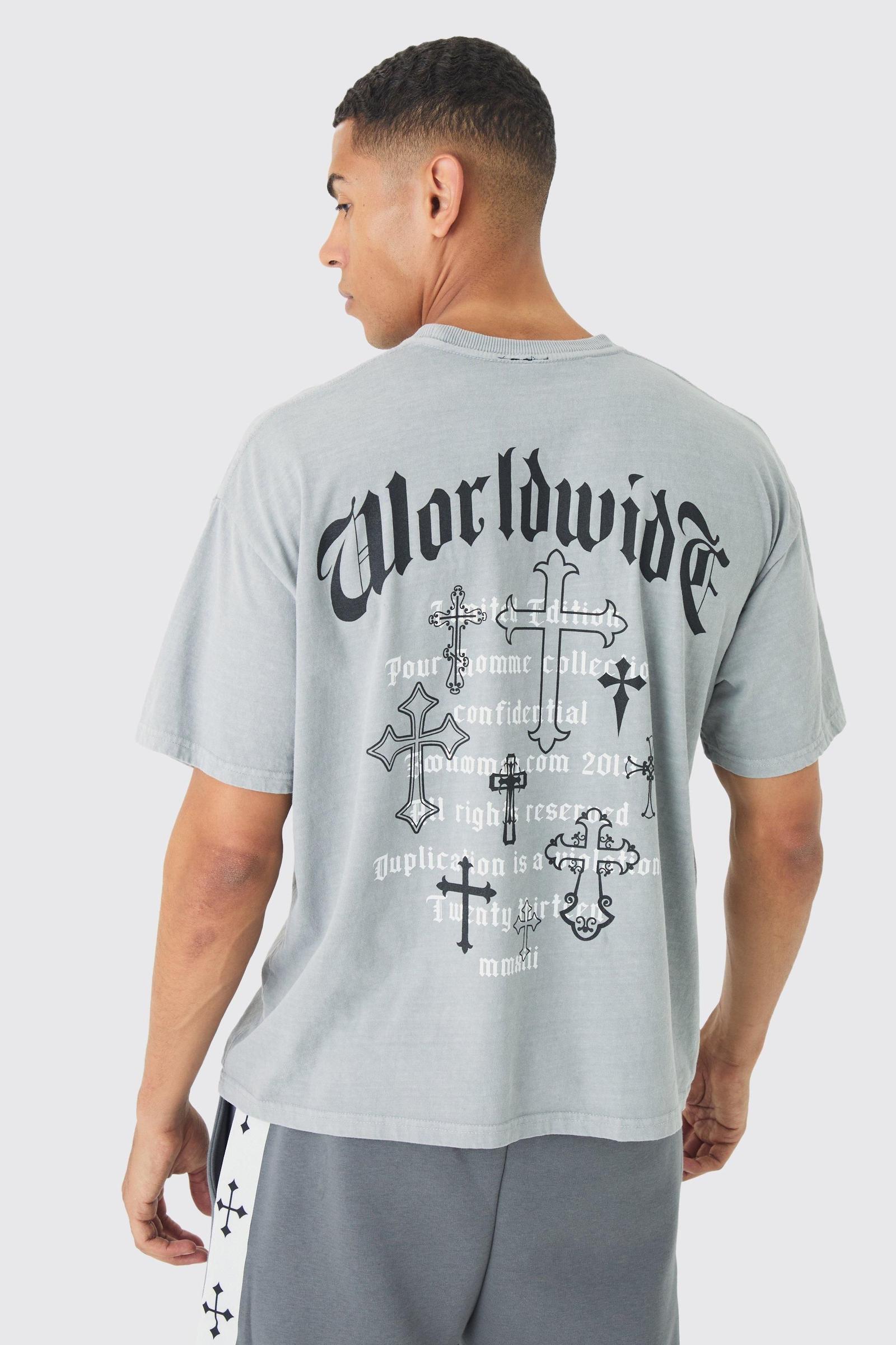 SZARY T-SHIRT OVERSIZE PRINT