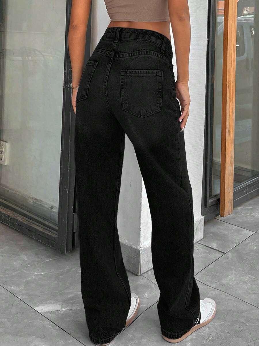 CZARNE SPODNIE JEANS