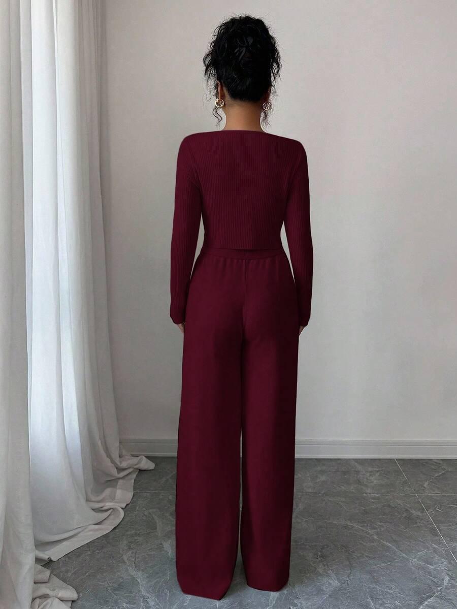 bordowy dzianinowy sweter 