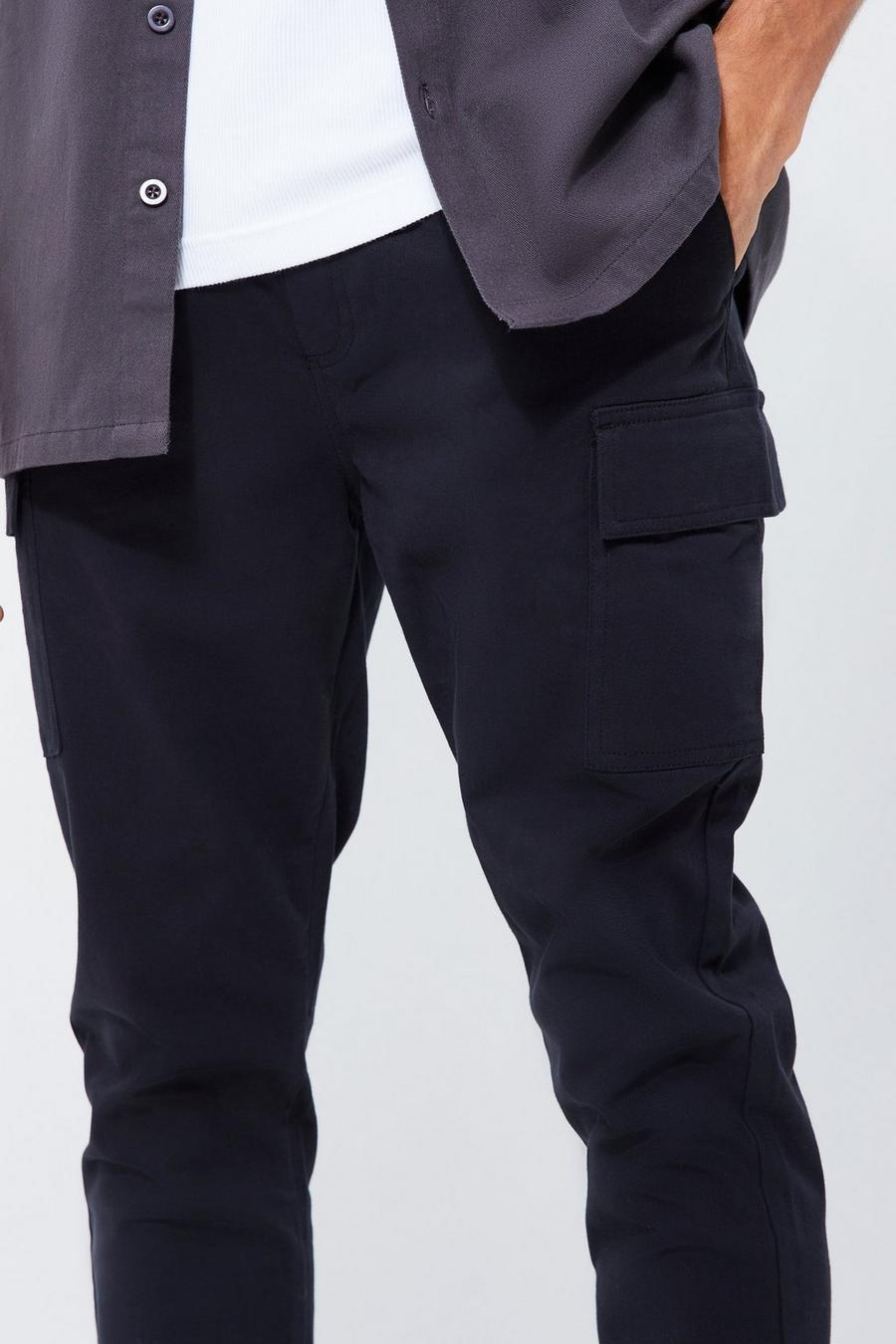 czarne spodnie bojówki kieszenie casual