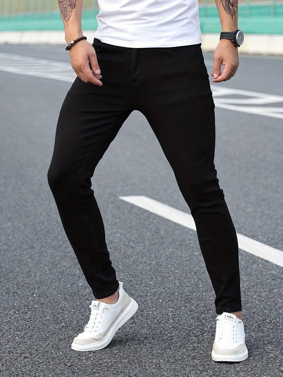 CZARNE OCIEPLANE SPODNIE JEANS