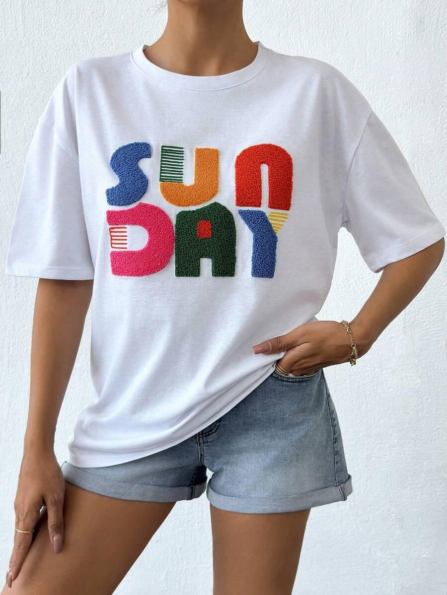 BIAŁY t-shirt okrągły dekolt