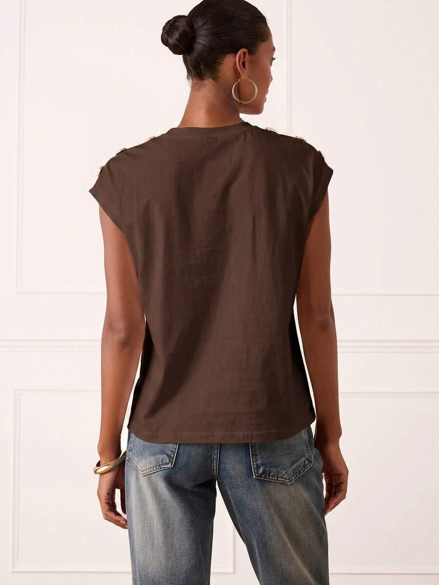 brązowy t-shirt krótki rękaw