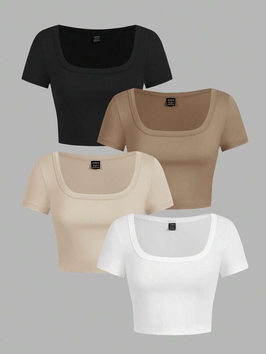 TOP KRÓTKI RĘKAW 4-PACK