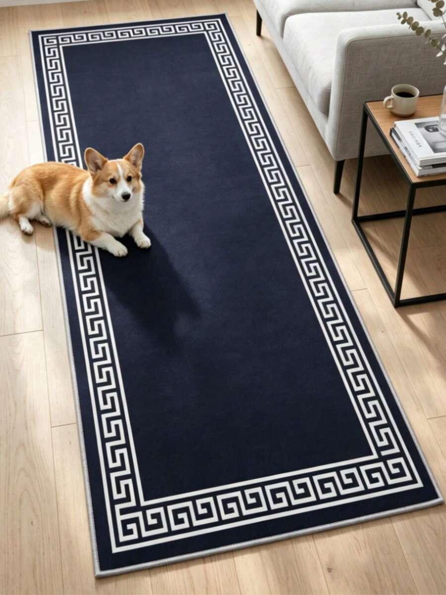 granatowy dywan print