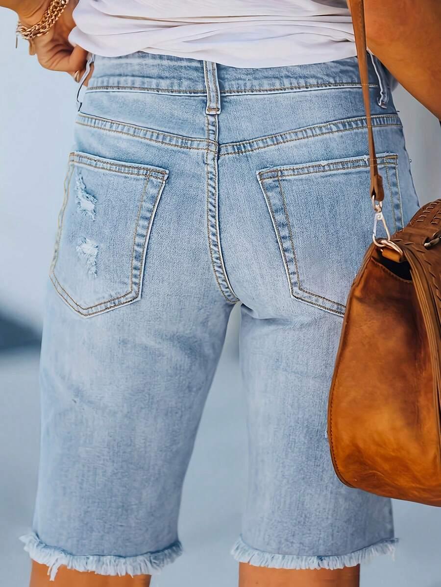 krótkie spodenki jeans przetarcia