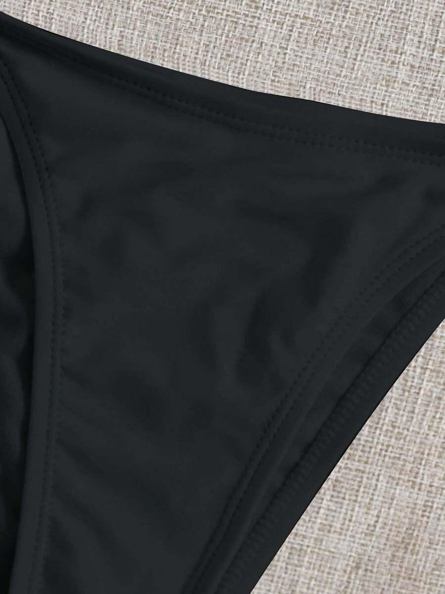 GŁADKI CZARNY DÓŁ OD BIKINI WIĄZANIE