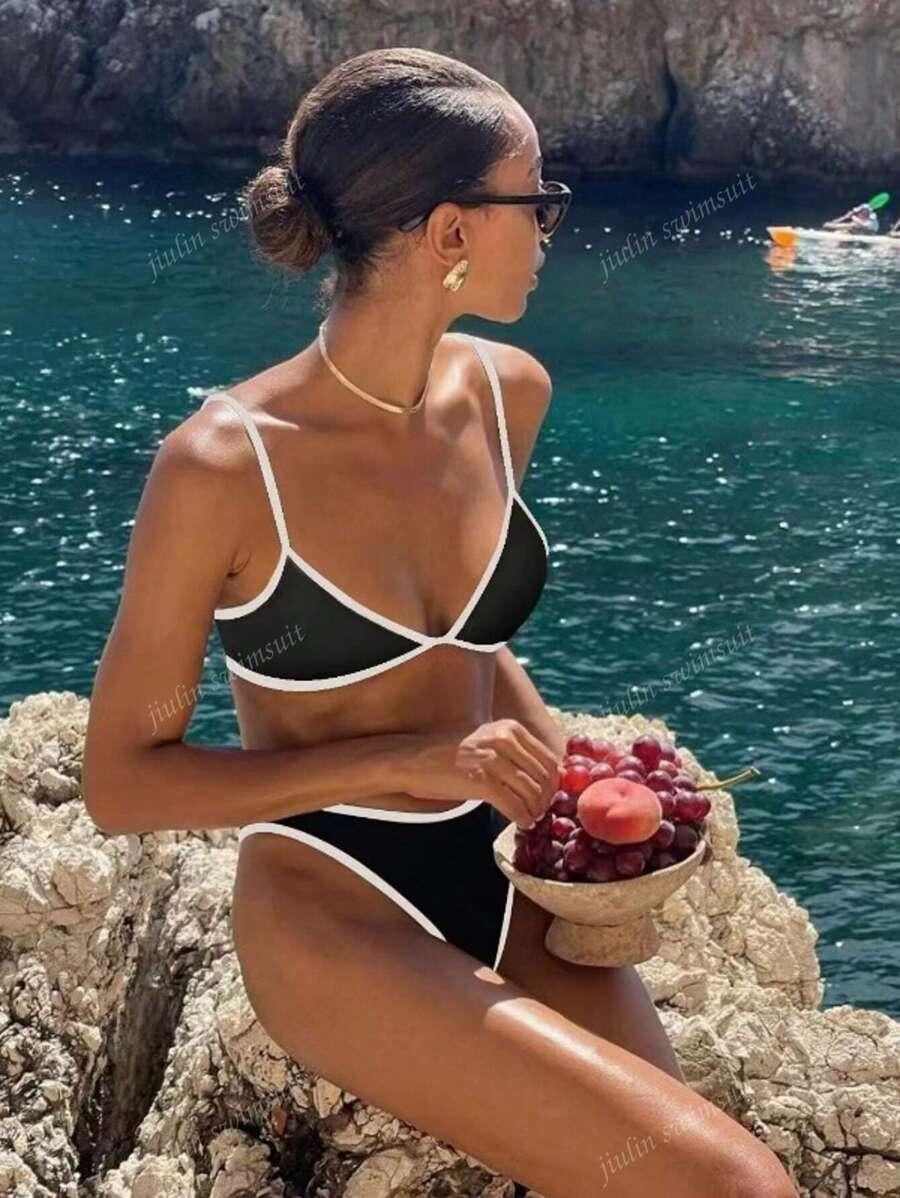 czarny dół od bikini kontrast