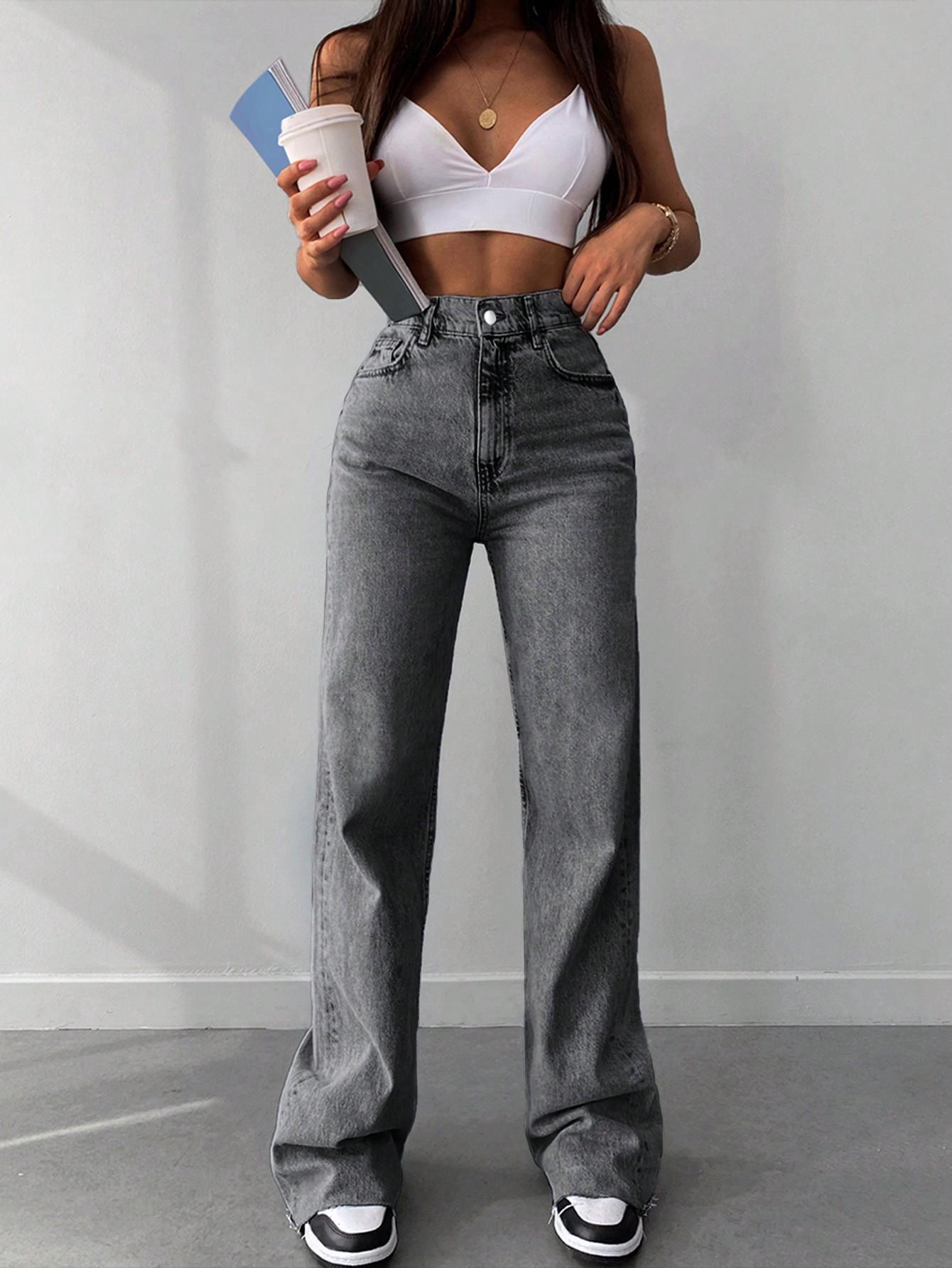 SZARE SPODNIE JEANS