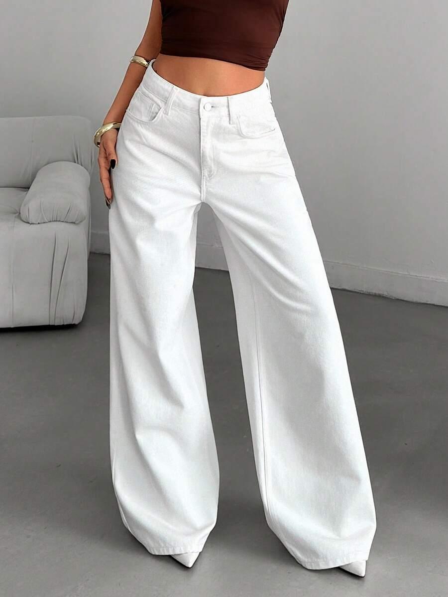 BIAŁE SPODNIE JEANS