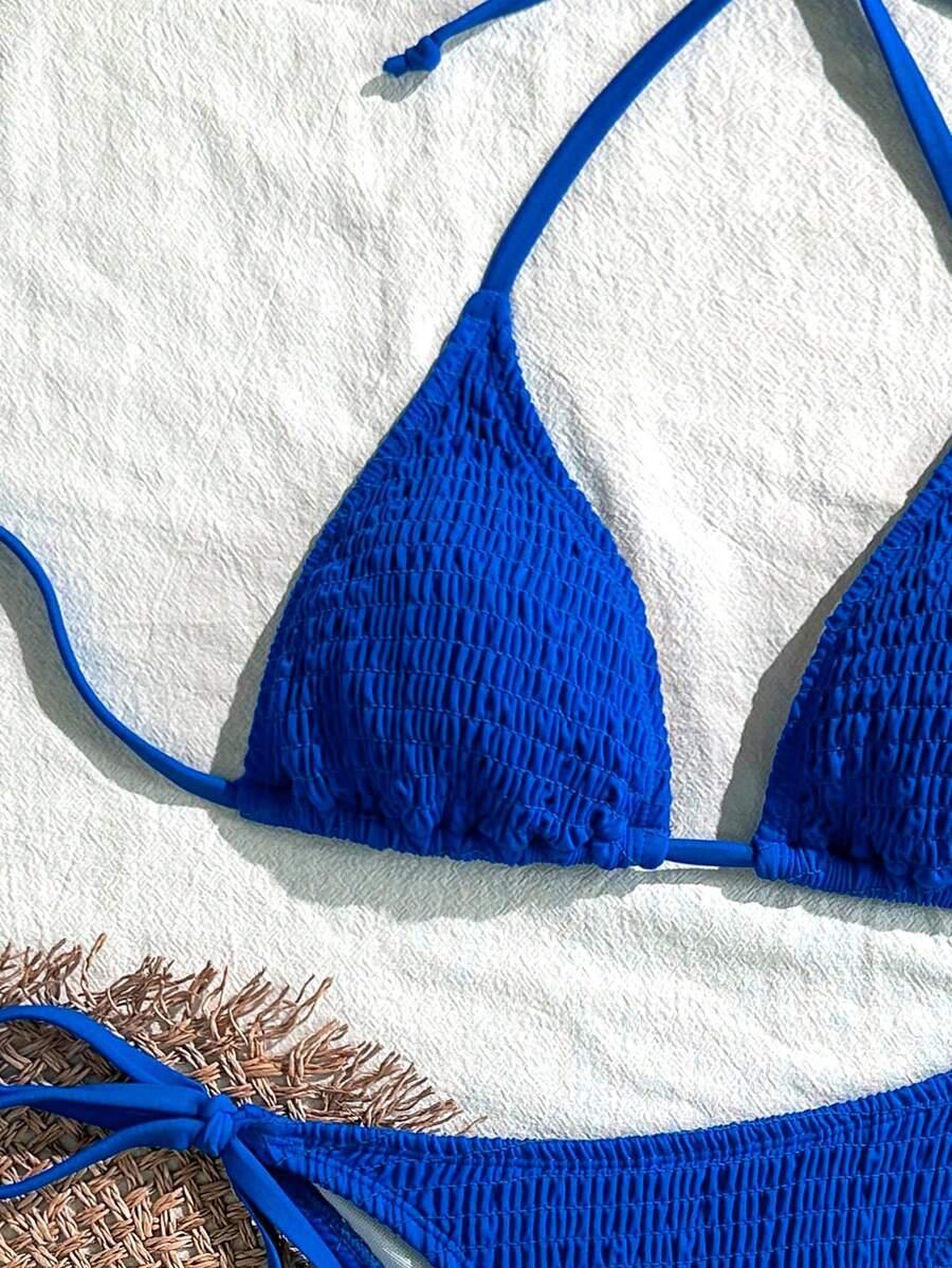 komplet bikini marszczenie wiązanie