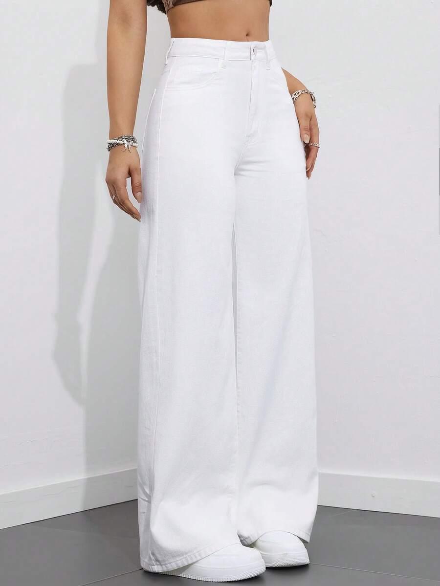 BIAŁE SPODNIE JEANS