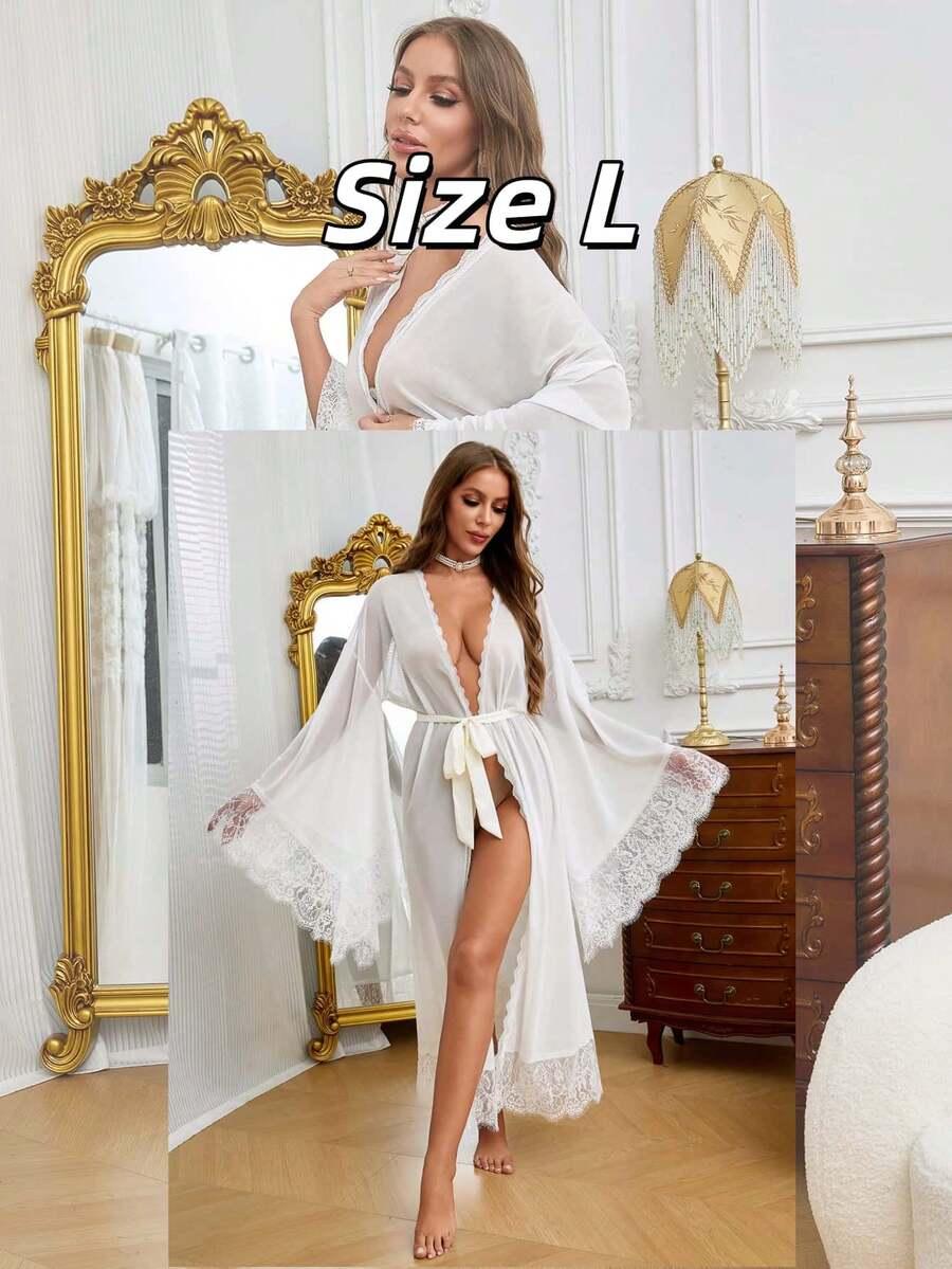 SZLAFROK KORONKOWY BIAŁY