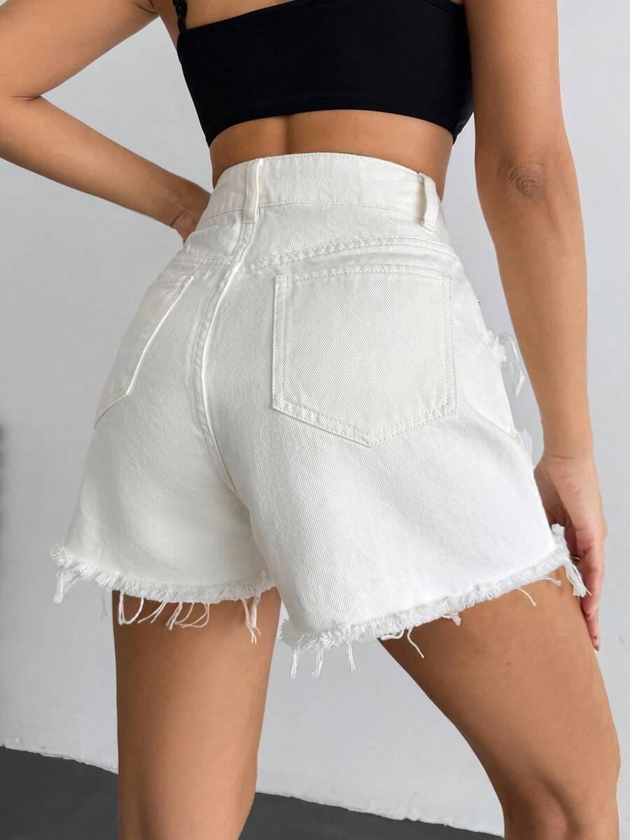 BIAŁE SPODENKI JEANS
