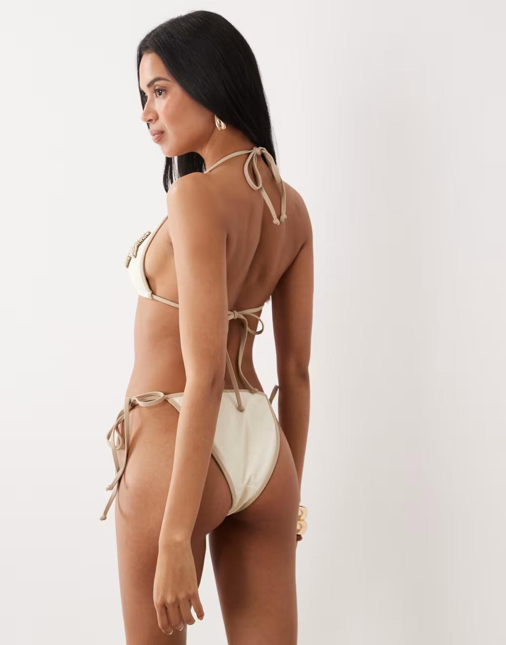 BEŻOWY DÓŁ OD BIKINI WIĄZANIE