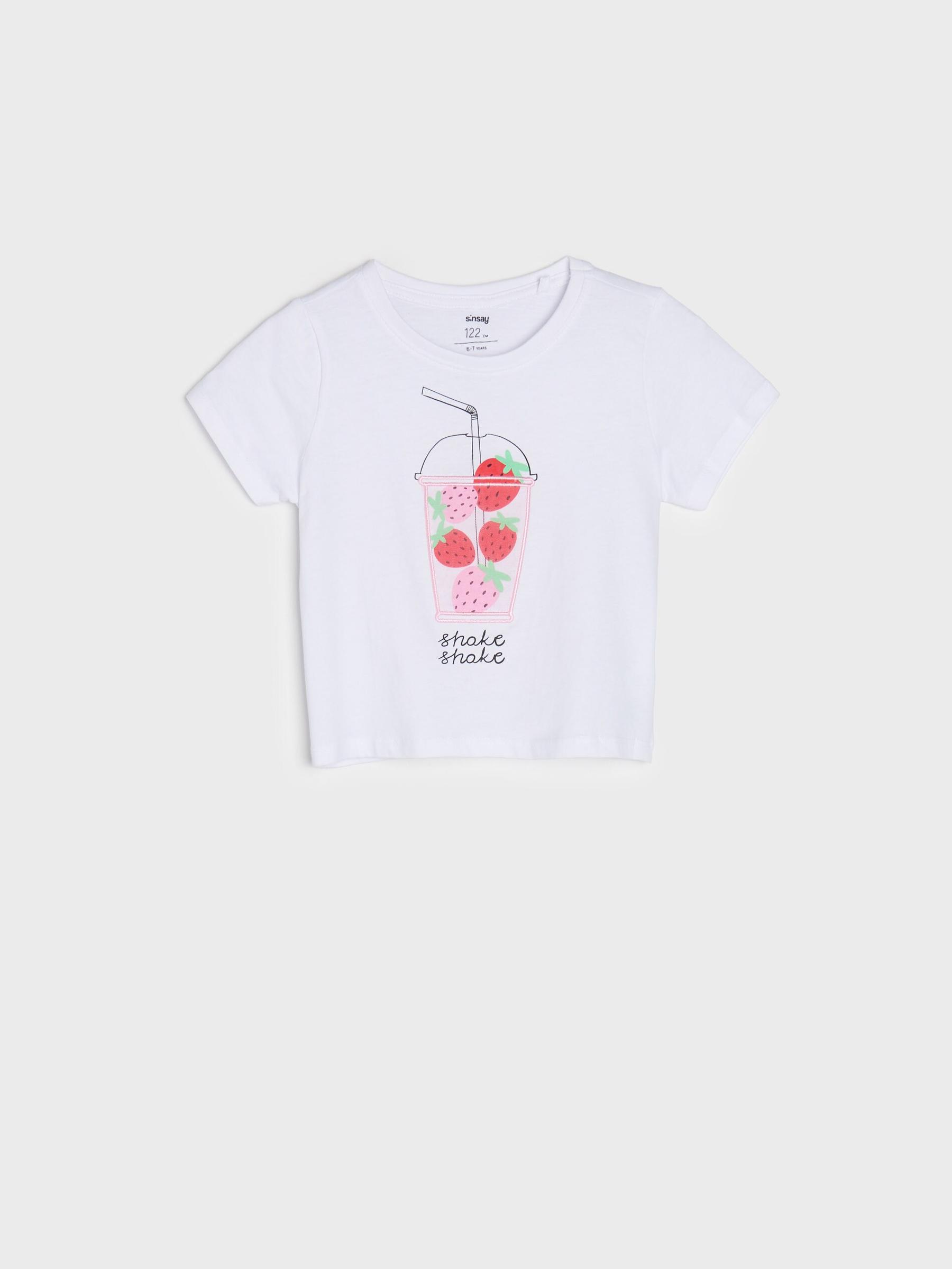 biały t-shirt nadruk shake