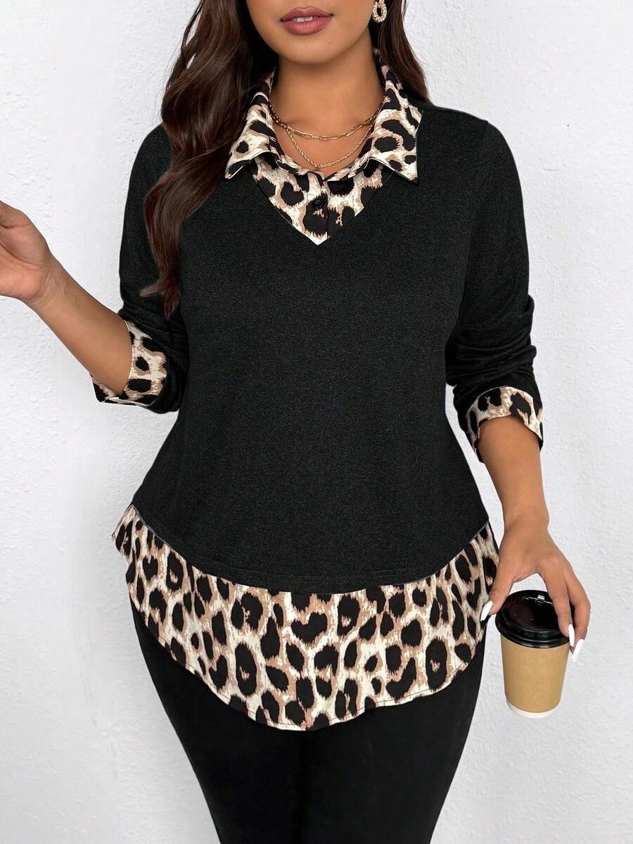 CZARNA BLUZKA ANIMAL PRINT