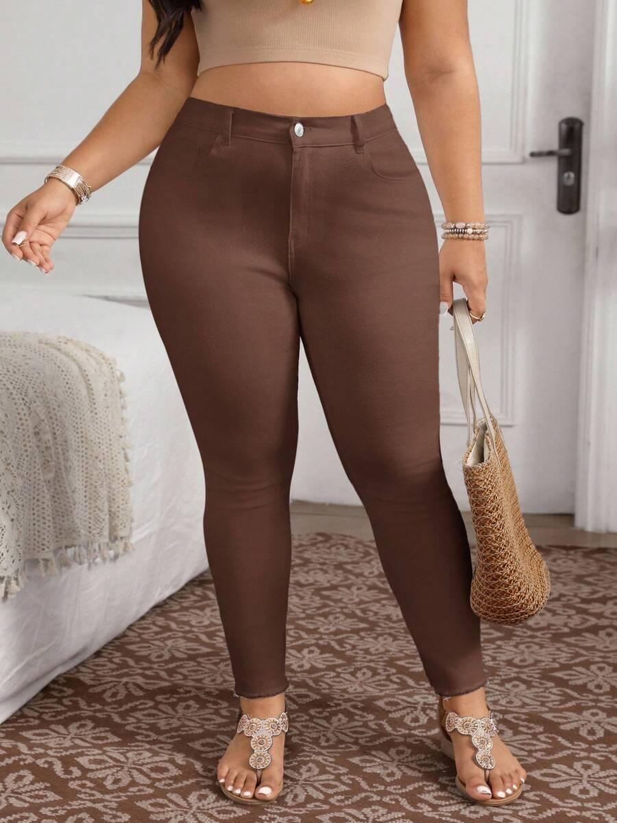 brązowe spodnie jeans 