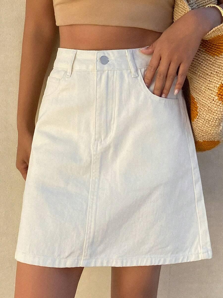 kremowa mini spódnica jeans