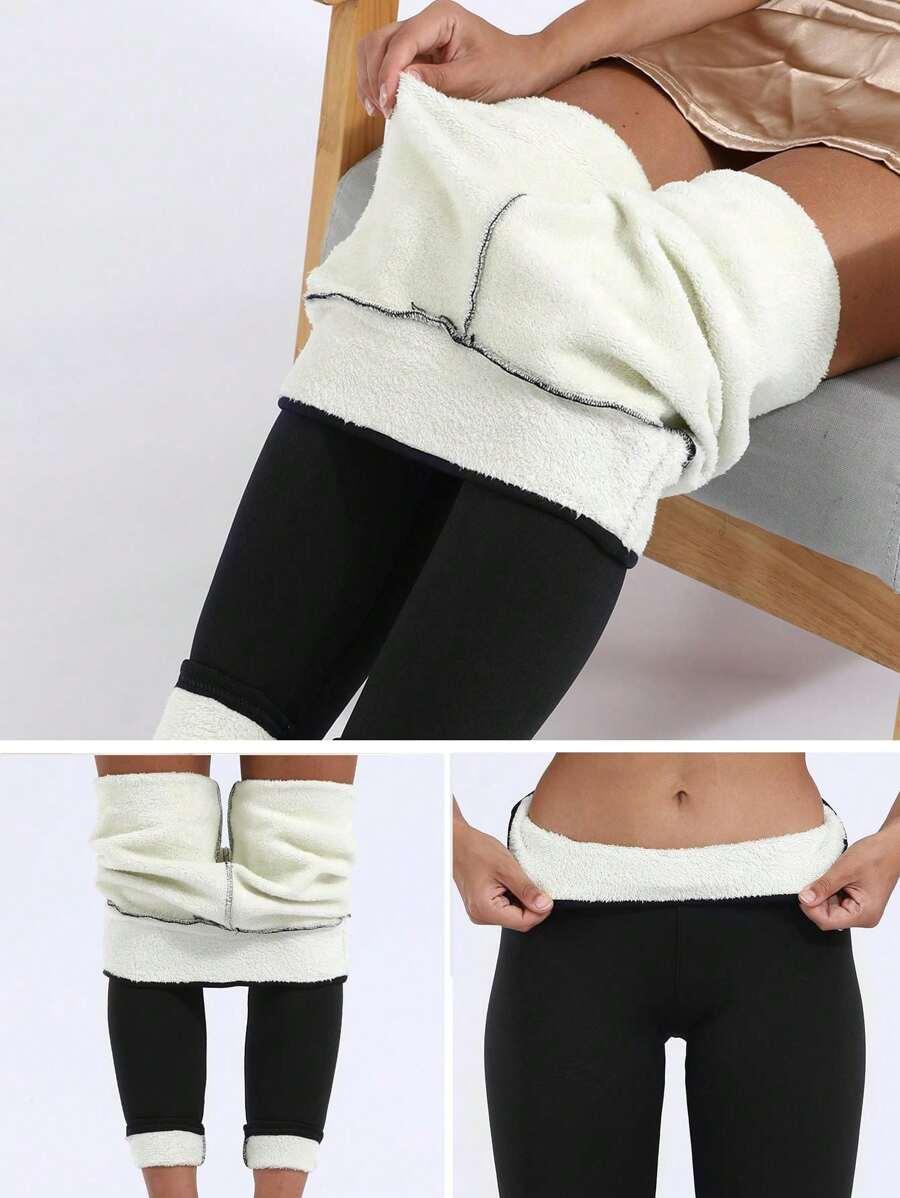 czarne ocieplane legginsy 3-pack