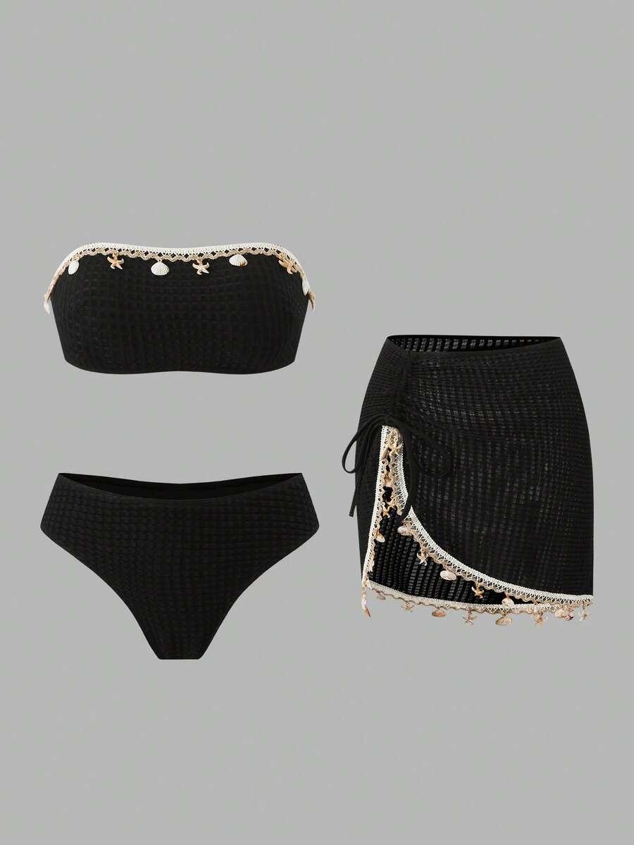 KOMPLET BIKINI ZE SPÓDNICĄ PLAŻOWĄ