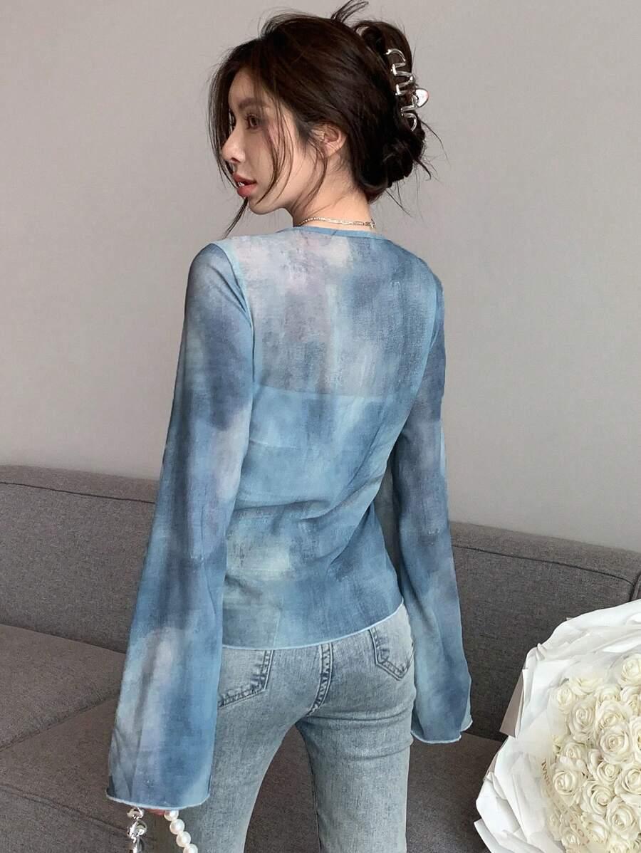 NIEBIESKA BLUZKA SIATECZKA