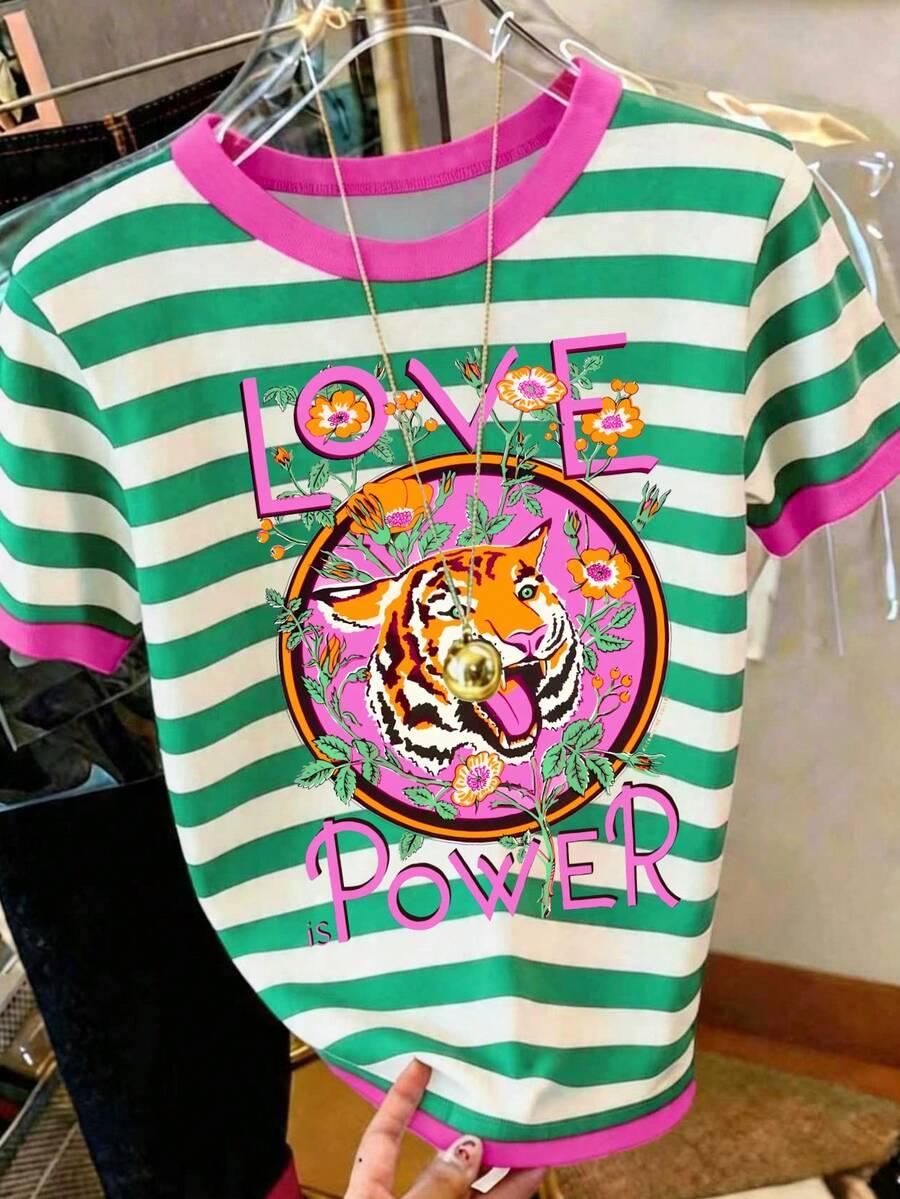 t-shirt okrągły dekolt wzór