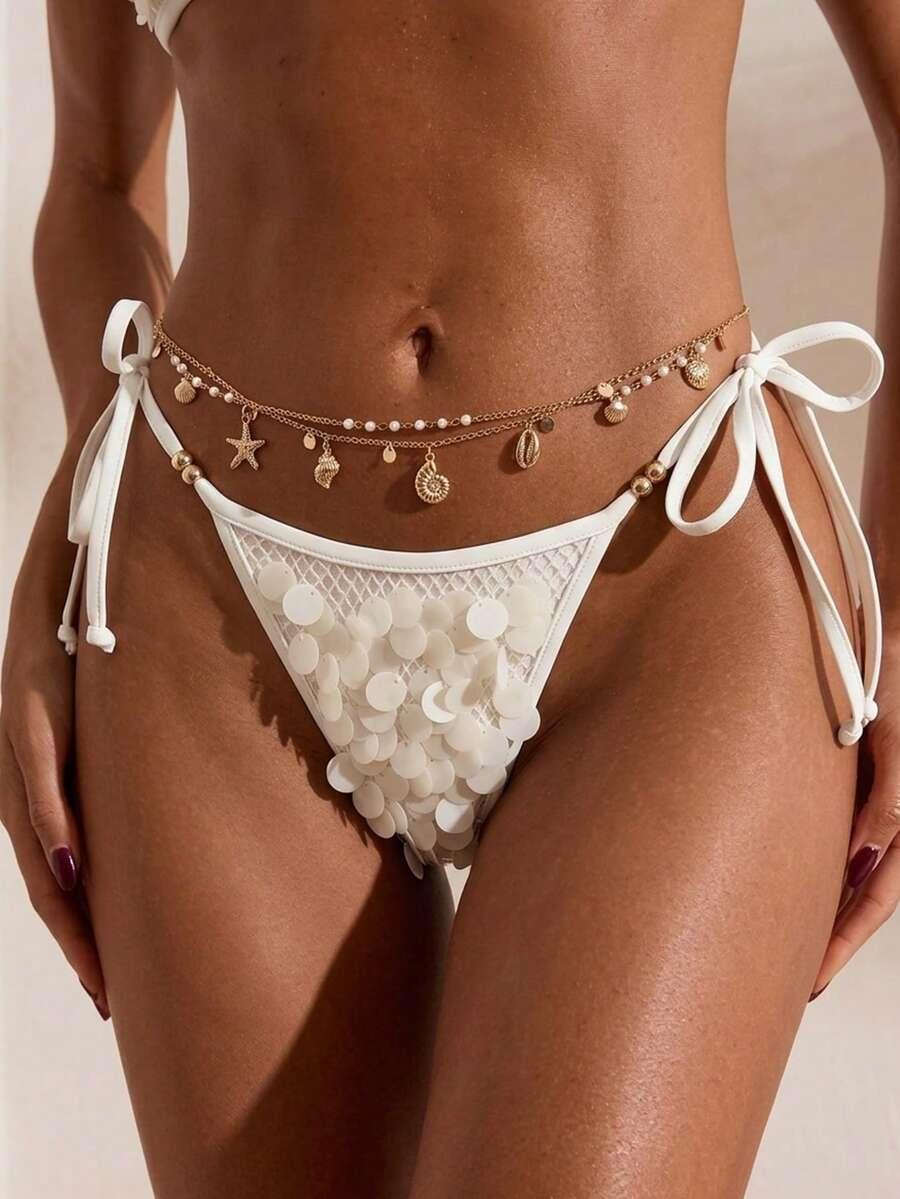 dół od bikini wiązanie cekiny