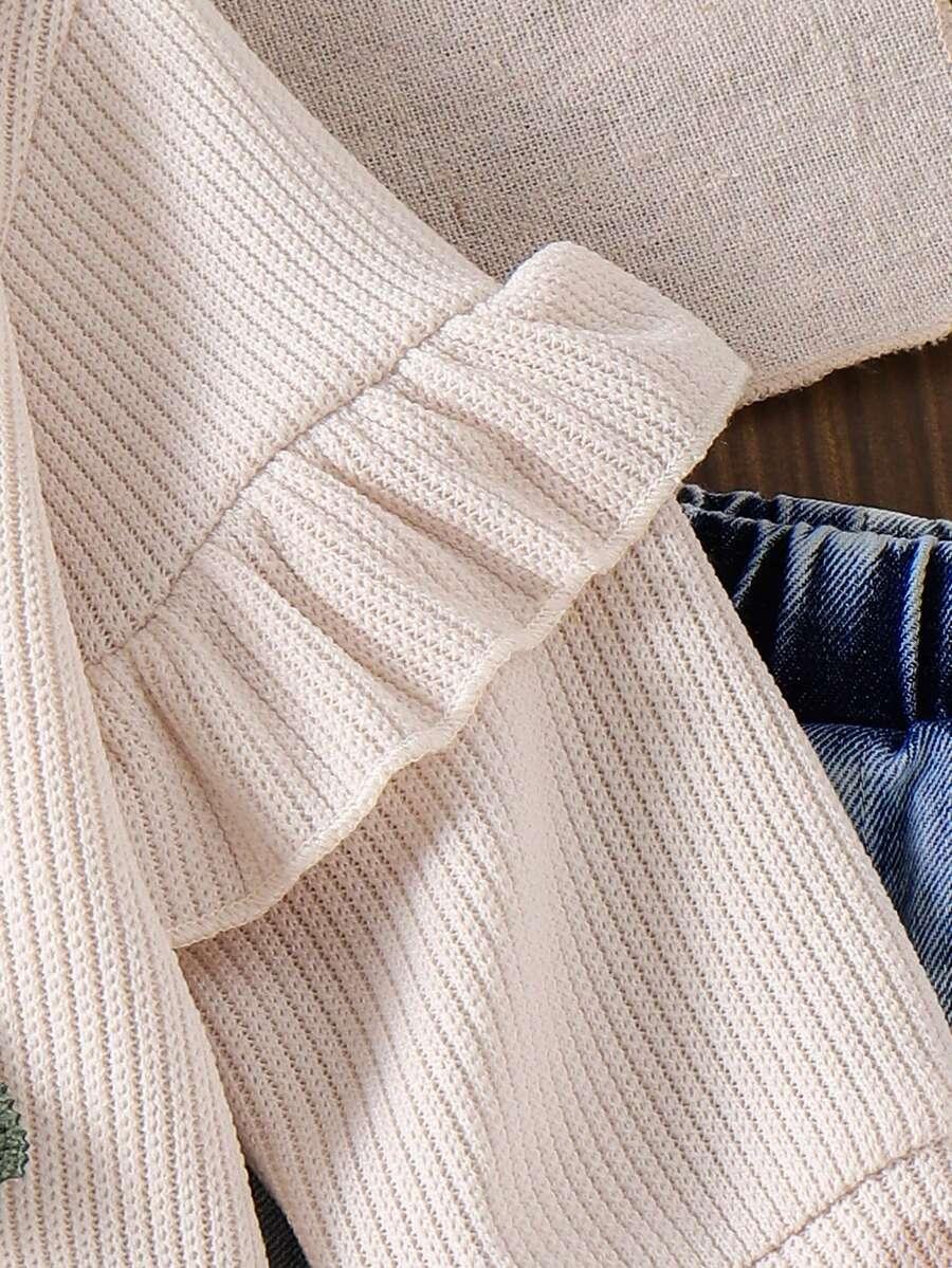 sweter spodnie komplet kwiaty 