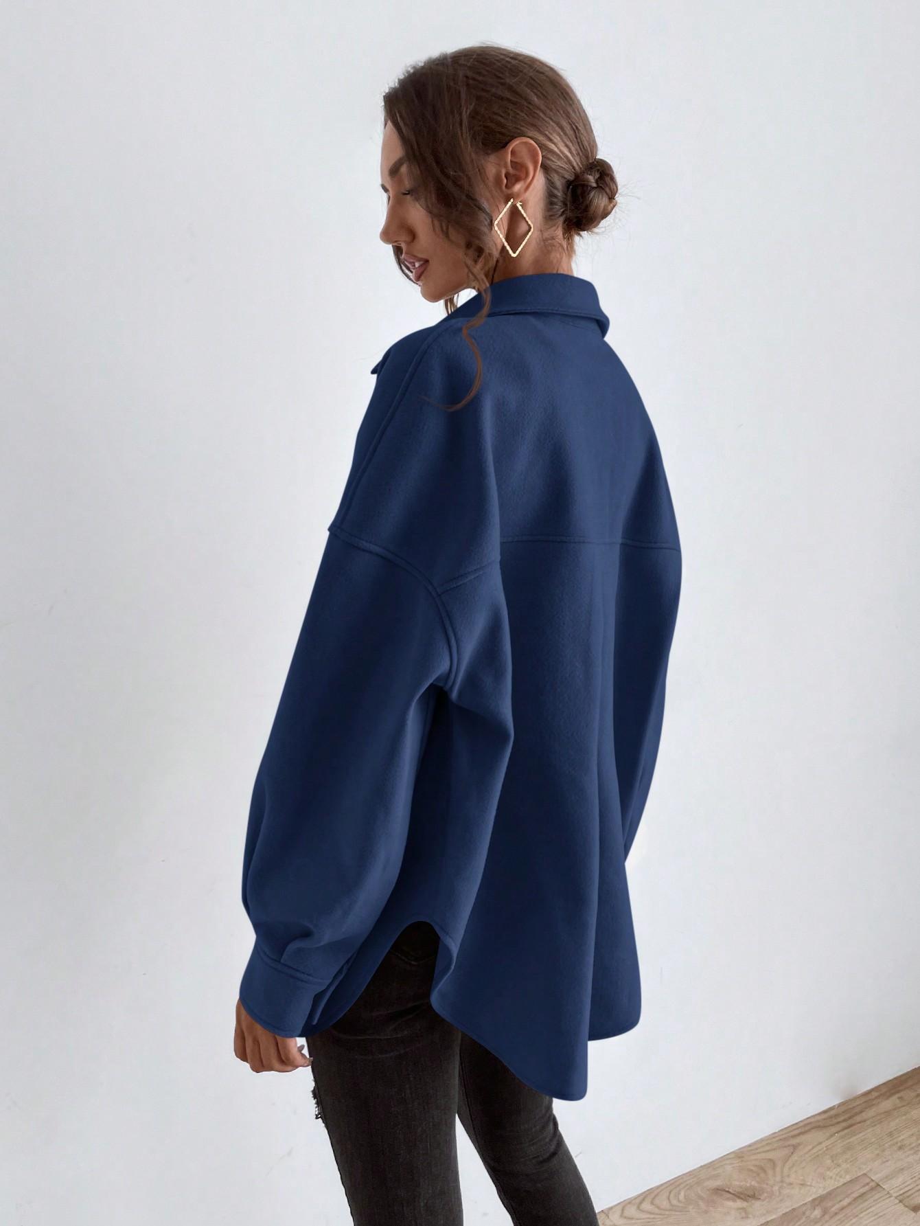 kurtka koszulowa szaket navy oversize 