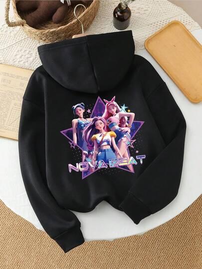 BLUZA DZIECIĘCA Z KAPTUREM I NADRUKIEM