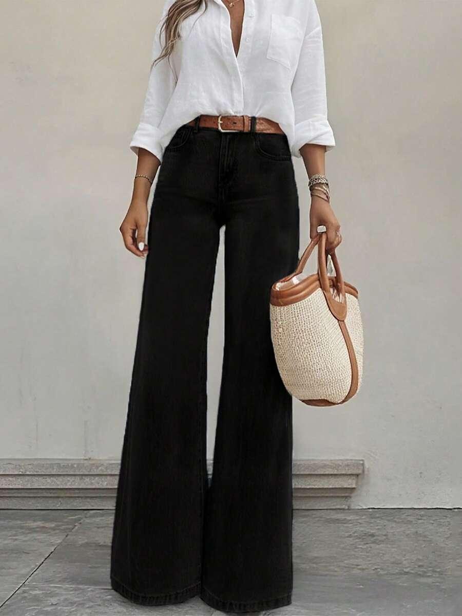 CZARNE SPODNIE JEANS