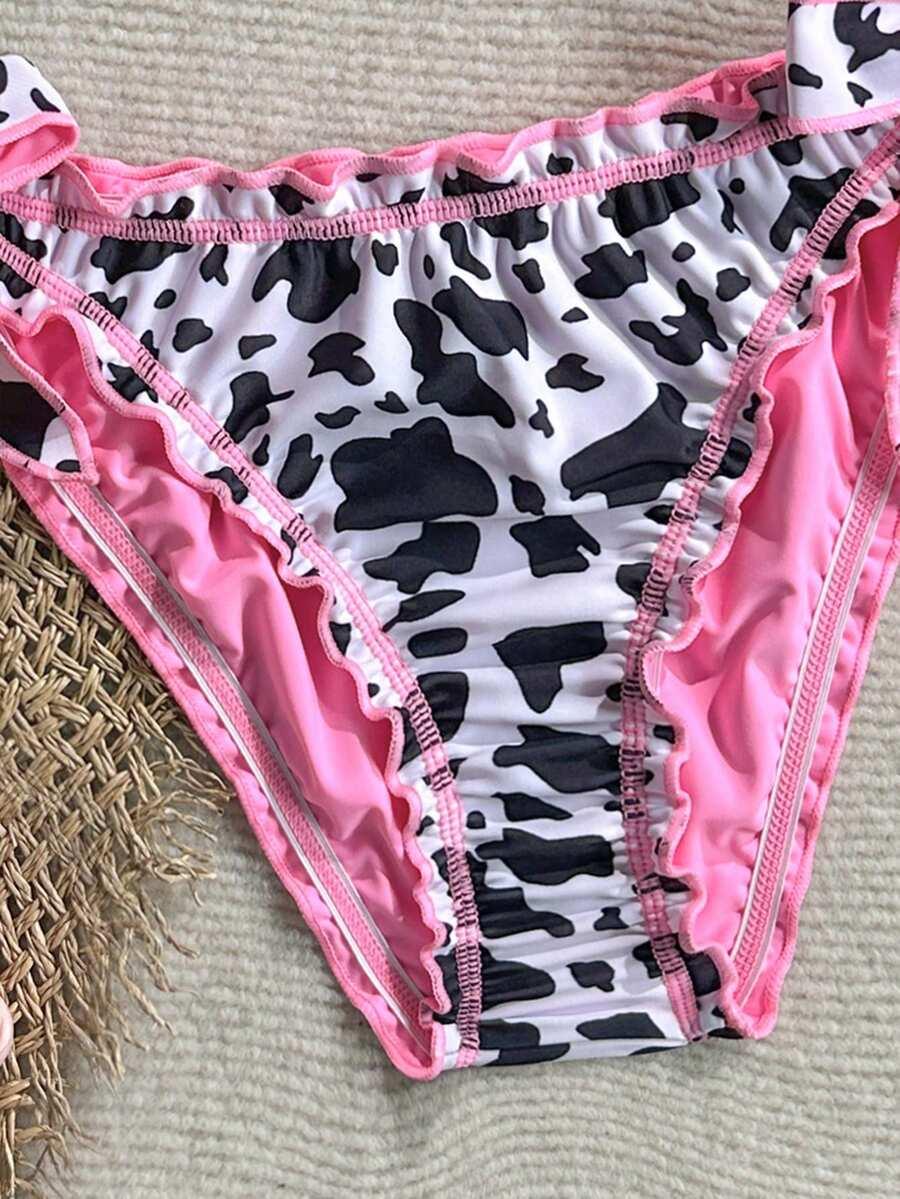 dwuczęściowy strój kąpielowy animal print